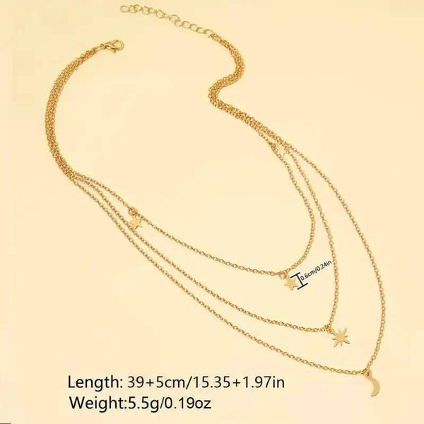 Star Moon Multi-layer Pendant Necklace