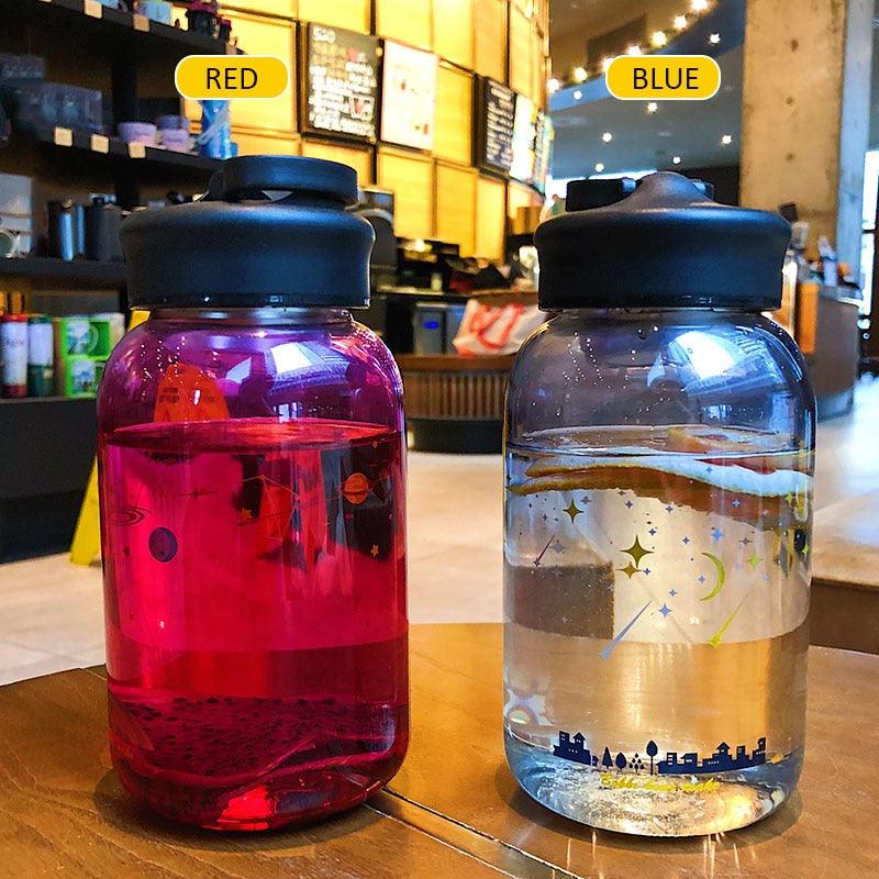 Starry Sky Gradient Glass Water Bottle With Protective Bag Cute Fashion Leak Proof Water Cup for Girls Sport Drink Bottles  Creative Glass Water Bottle Portable Outdoor Sport Water Bottles