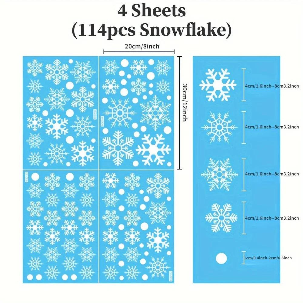 Static Cling Window Decor Set - Reusable Electrostatic Snowflake Winter Decoration