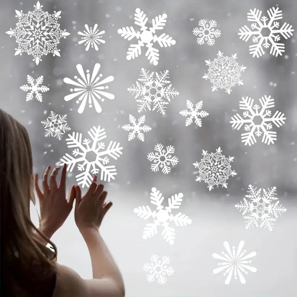 Static Cling Window Decor Set - Reusable Electrostatic Snowflake Winter Decoration