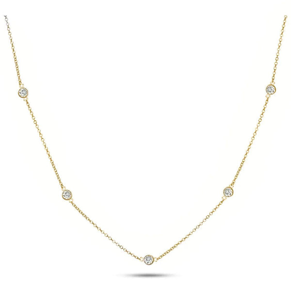 Solid Sterling Silver Round Cut Station Necklace - Gifts for You 'n Me