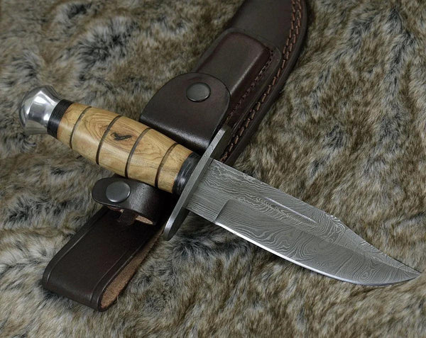 Stealth Military Knife with Olive Wood Handle - Gifts for You 'n Me