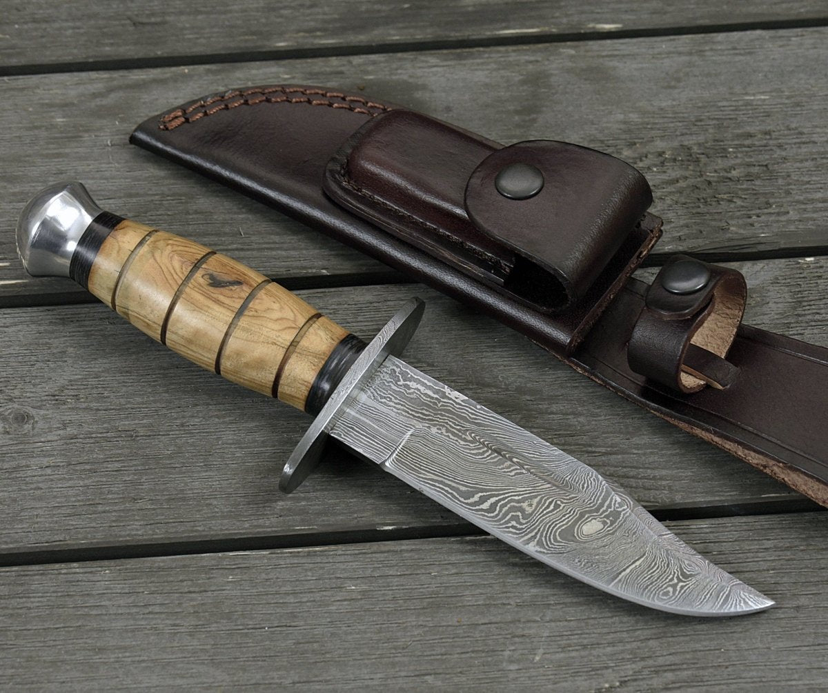 Stealth Military Knife with Olive Wood Handle