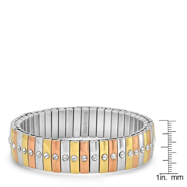 Steel by Design Stainless Tri-Color Stretch Bracelet