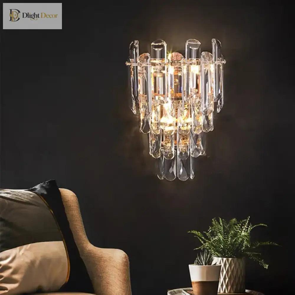 Stella LED Modern Crystal Wall Sconce | Bedroom Lighting