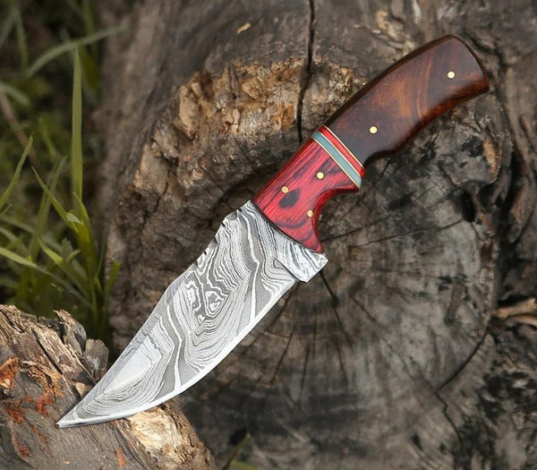 Sting Damascus Hunting Knife with Rosewood Handle - Gifts for You 'n Me