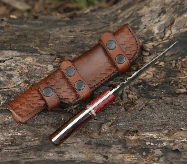 Sting Damascus Hunting Knife with Rosewood Handle - Gifts for You 'n Me