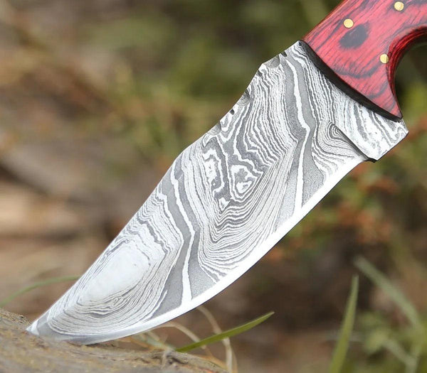 Sting Damascus Hunting Knife with Rosewood Handle - Gifts for You 'n Me