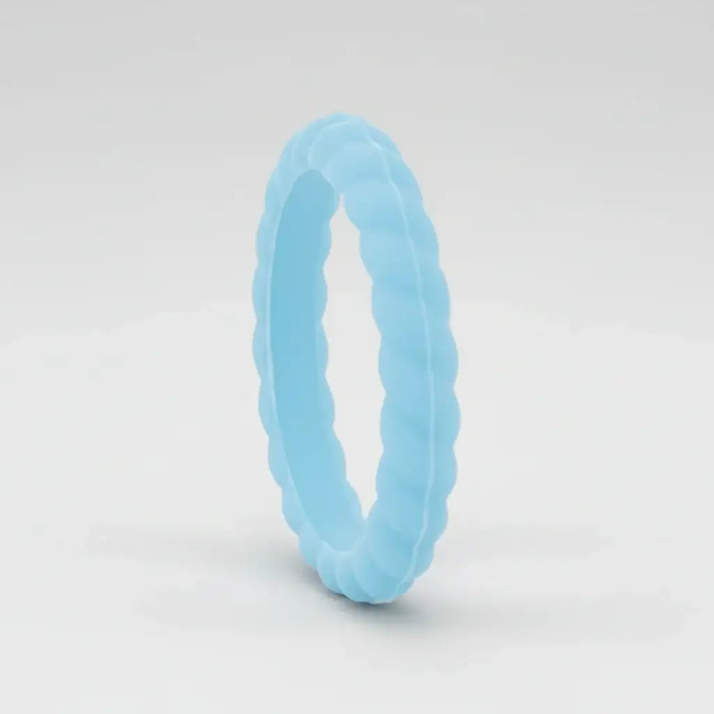 CLEO Stackable Twist Silicone Ring for Women Light blue Comfort Fit Hypoallergenic Thorsten - 2mm
