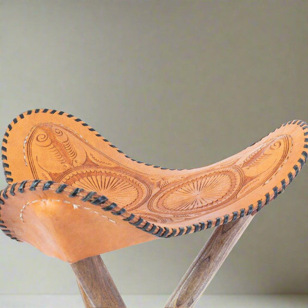 Caballero | Hand-tooled Leather Picnic Stool