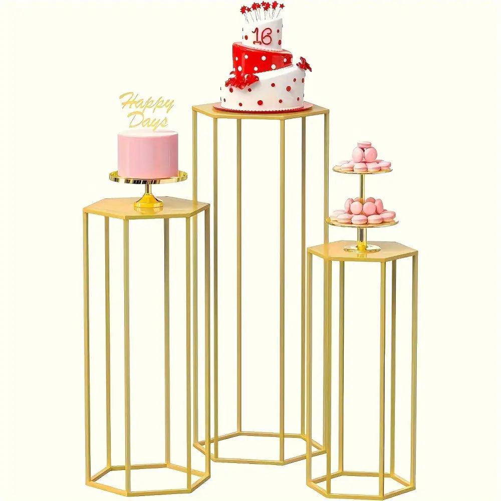 Gold Hexagonal Vase Set