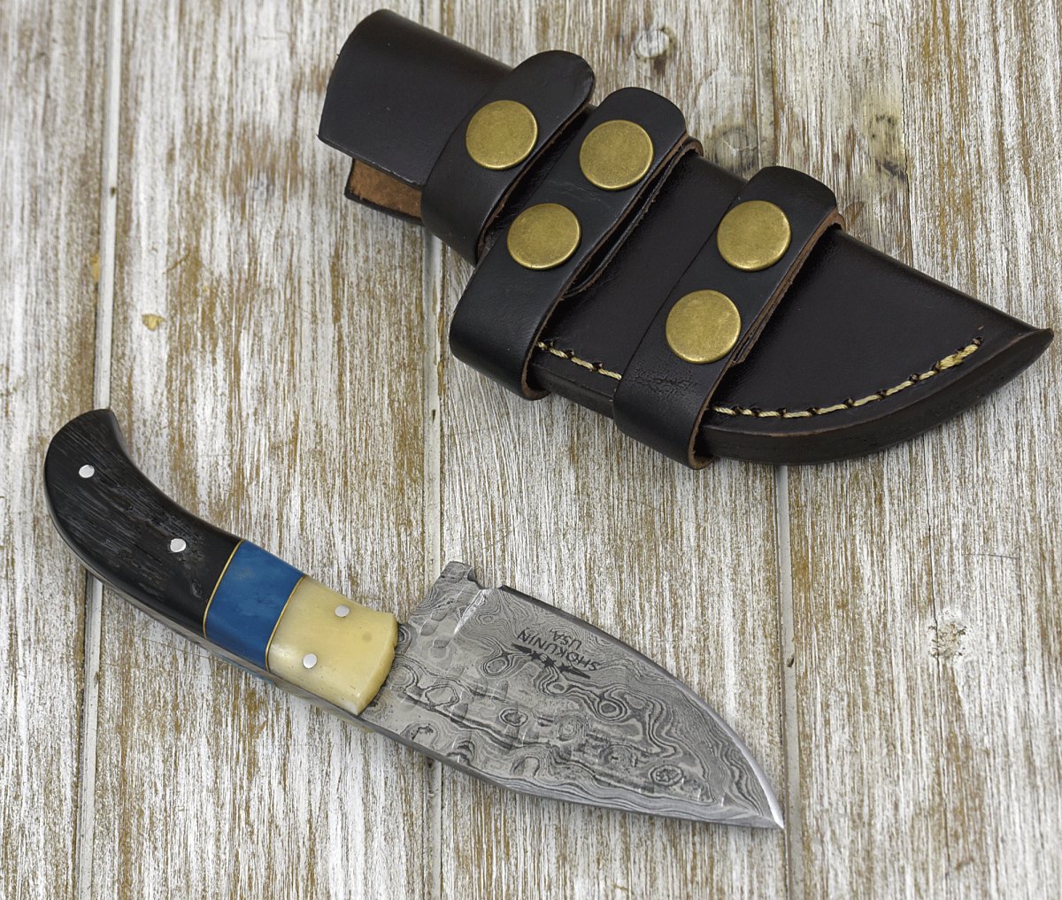 Stormfury Skinning Knife with Ram Horn & Bone Handle