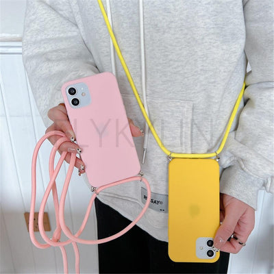 Strap Cord Chain Case For Xiaomi Redmi Note 10 9 Pro Max 9s 10s 8t 8 7 6 Pro 10 9t 8 8a 9 9a 9c Candy Color Silicone Cover  Lanyard Strap Adjustable Rope Liquid Silicone Soft Cover
