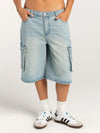 Street trendsetters ordinary washed workwear women's denim straight leg pants - Light Blue / XL