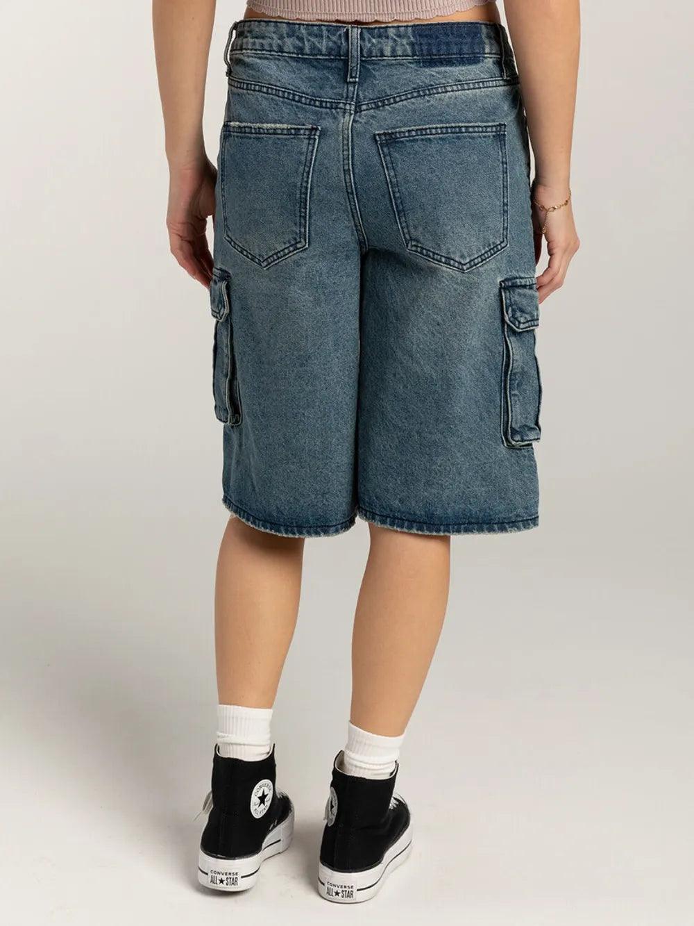 Street trendsetters ordinary washed workwear women's denim straight leg pants