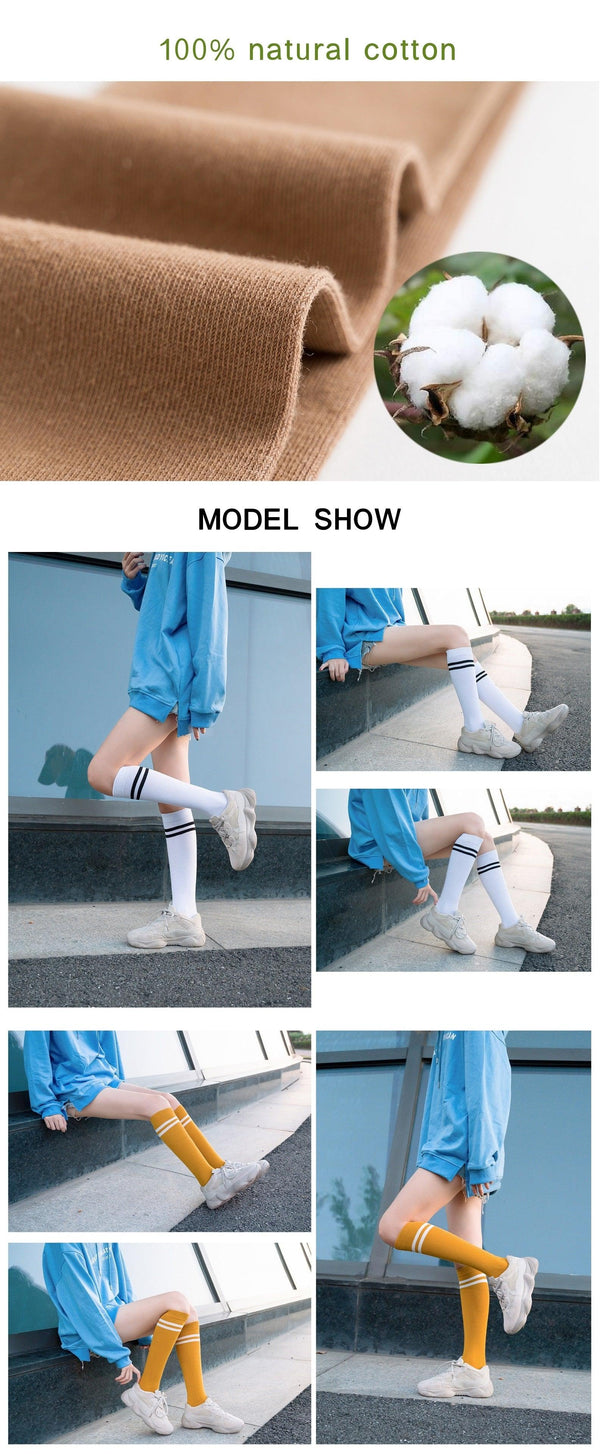 Striped Long Warm Thigh High Stockings Women's Casual Tube Thigh High Socks for School Over Knee High Socks for girls