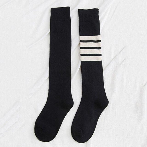 Striped Long Warm Thigh High Stockings Women's Casual Tube Thigh High Socks for School Over Knee High Socks for girls