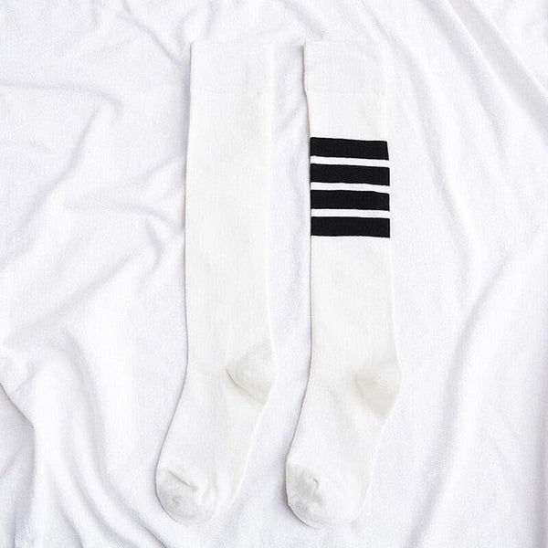 Striped Long Warm Thigh High Stockings Women's Casual Tube Thigh High Socks for School Over Knee High Socks for girls
