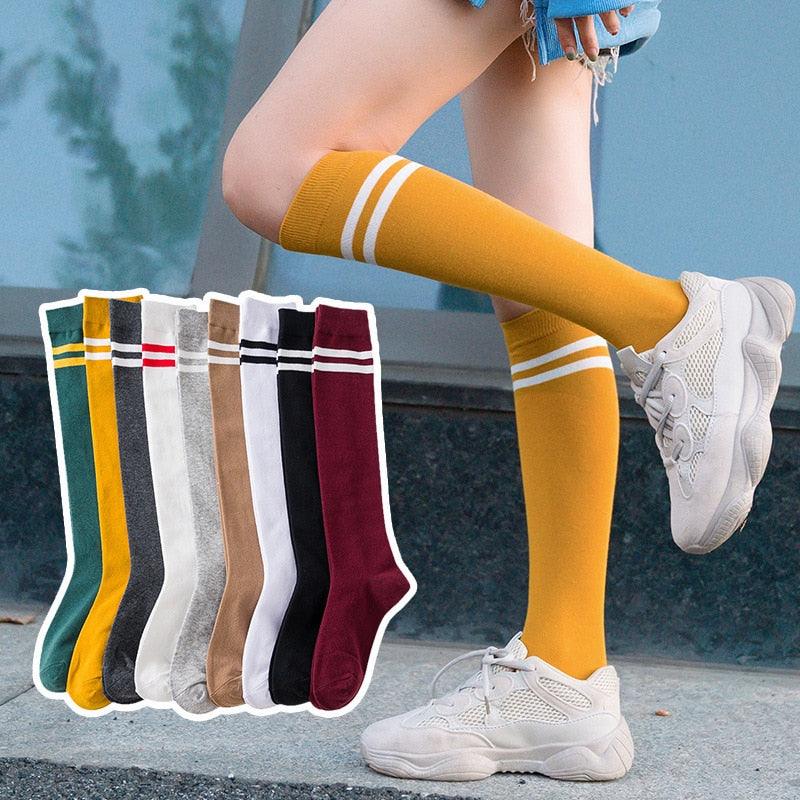 Striped Long Warm Thigh High Stockings Women's Casual Tube Thigh High Socks for School Over Knee High Socks for girls