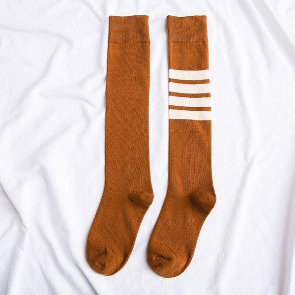 Striped Long Warm Thigh High Stockings Women's Casual Tube Thigh High Socks for School Over Knee High Socks for girls