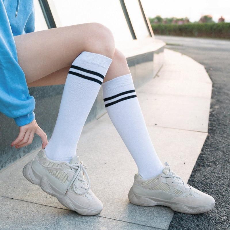 Striped Long Warm Thigh High Stockings Women's Casual Tube Thigh High Socks for School Over Knee High Socks for girls