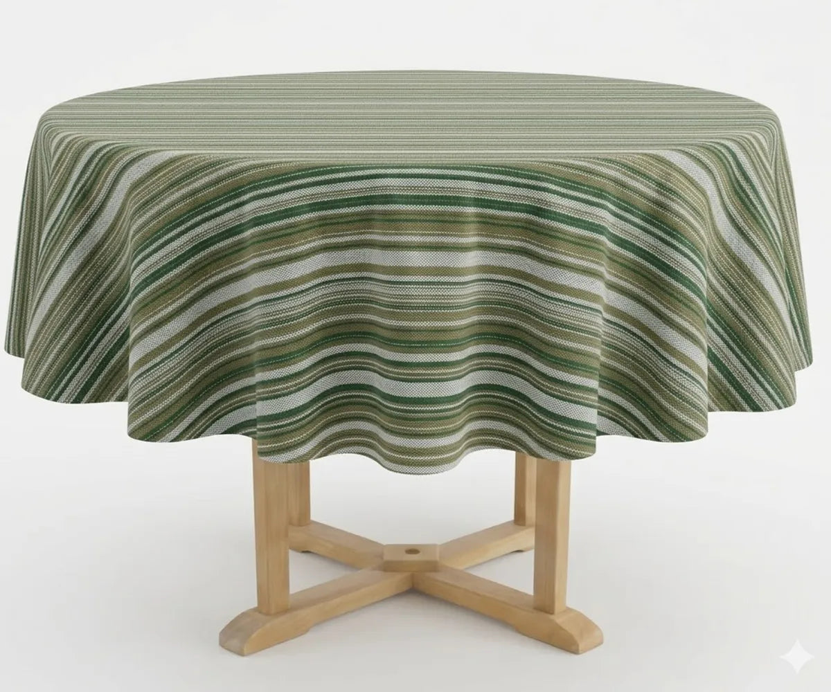 Striped Round Tablecloth - Cotton
