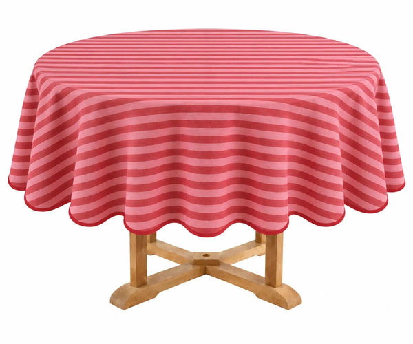 Striped Round Tablecloth - Scalloped Edge