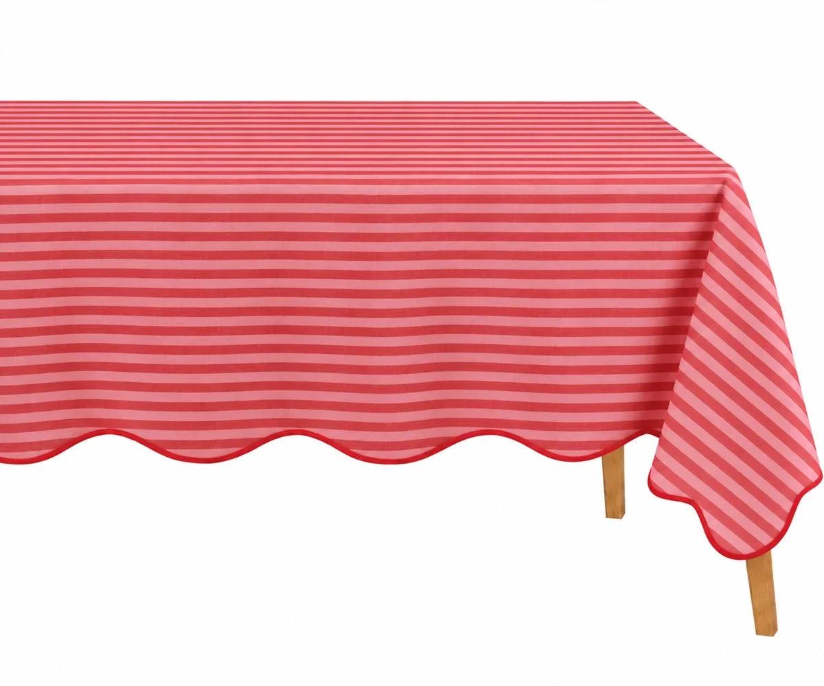 Scalloped Edge Tablecloth - Striped