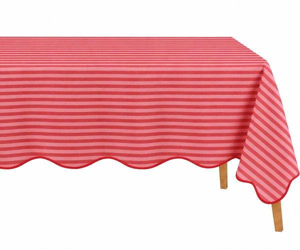 Scalloped Edge Tablecloth - Striped