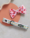 Strawberry Striped Collar & Bowtie