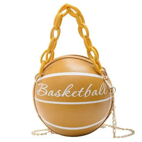 Stunning Ball Purses For Teenagers And Women Stylish Shoulder Bags, Crossbody Chain Hand Bags Personalit Leather Pink Basketball Bag For Females