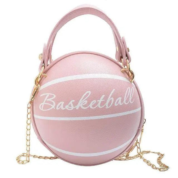 Stunning Ball Purses For Teenagers And Women Stylish Shoulder Bags, Crossbody Chain Hand Bags Personalit Leather Pink Basketball Bag For Females
