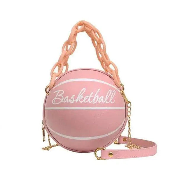 Stunning Ball Purses For Teenagers And Women Stylish Shoulder Bags, Crossbody Chain Hand Bags Personalit Leather Pink Basketball Bag For Females