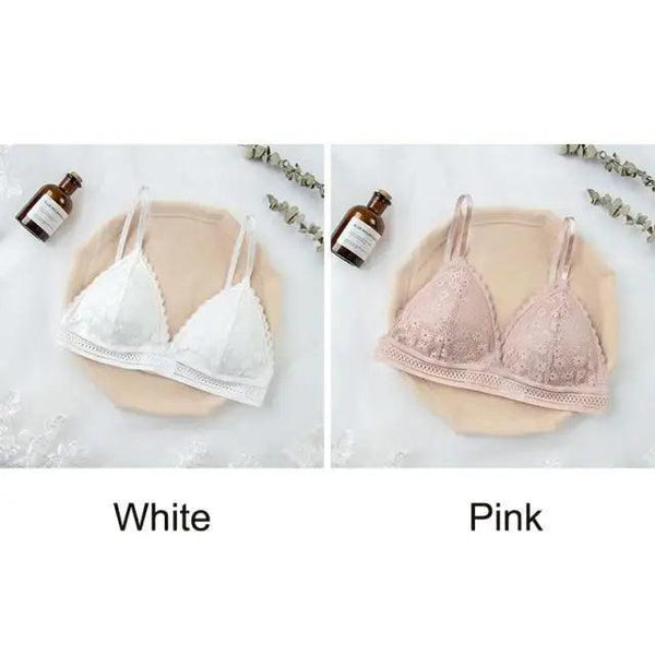 Stunning Hot Look Women's Lace Bra No Steel Ring Beauty Back comfor Wrapped Chest Comfortable Daisy Brassiere Stretch Triangle Cup Padded Underwear 1/2Pcs