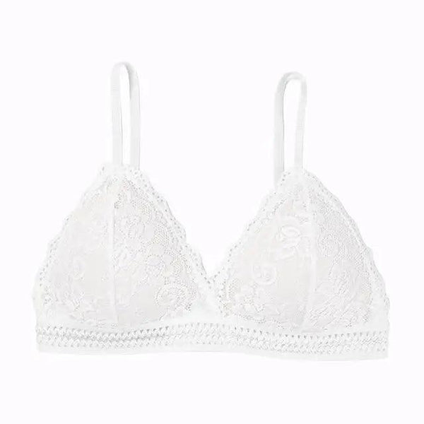 Stunning Women's French Style Lace Bra Girls Triangle Cup Lingerie With Deep V Wireless Underwear Soft Thin Seamless Bra
