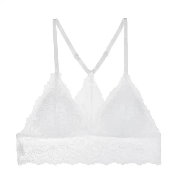 Stunning Women's French Style Lace Bra Girls Triangle Cup Lingerie With Deep V Wireless Underwear Soft Thin Seamless Bra