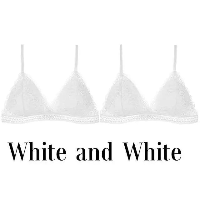 Stunning Women's French Style Lace Bra Girls Triangle Cup Lingerie With Deep V Wireless Underwear Soft Thin Seamless Bra
