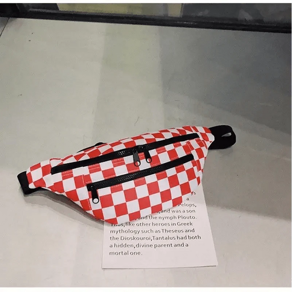 Stylish And Fashionable Fanny Bag For Women Rave Festival Bum Travel Waist Pack Black And White Checkered