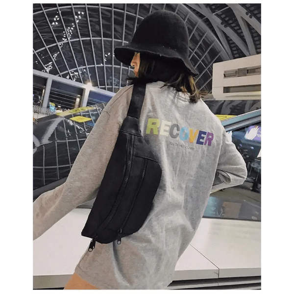 Stylish And Fashionable Fanny Bag For Women Rave Festival Bum Travel Waist Pack Black And White Checkered