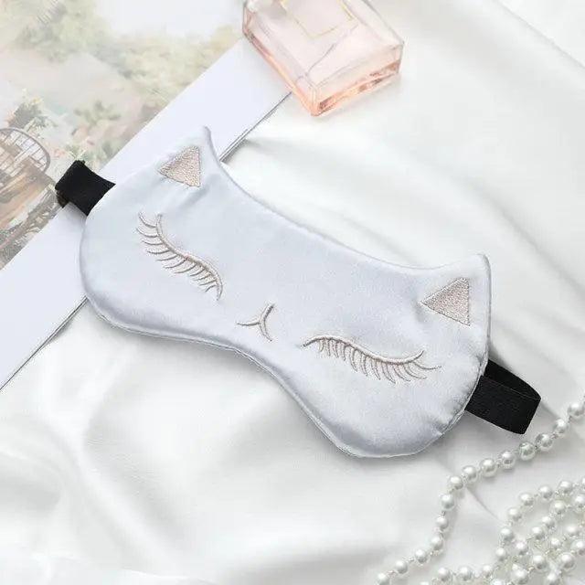 Stylish Cat Eye And Ear Design Pure Silk Double-side Shading Eyeshade Sleeping Eye Mask Blindfolds Eyeshade Health Sleep Shield Light