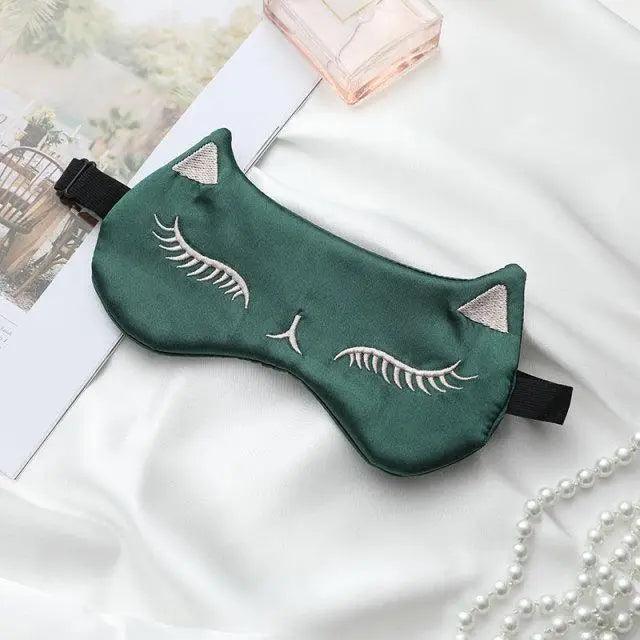 Stylish Cat Eye And Ear Design Pure Silk Double-side Shading Eyeshade Sleeping Eye Mask Blindfolds Eyeshade Health Sleep Shield Light