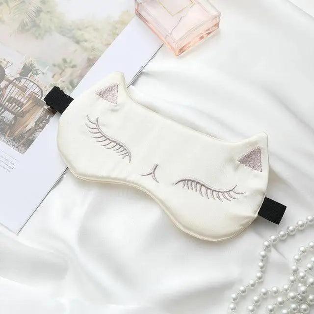 Stylish Cat Eye And Ear Design Pure Silk Double-side Shading Eyeshade Sleeping Eye Mask Blindfolds Eyeshade Health Sleep Shield Light