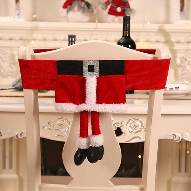 Stylish Chair Covers Christmas Santa Claus Chair Back Cover Christmas Dining Dinner Table Decoration New Year Party Supplies Dining Table Decoration for Home New Year Party