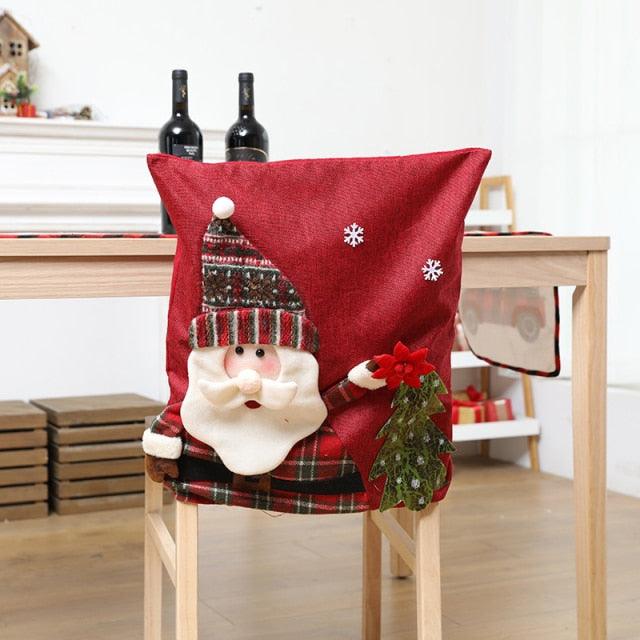 Stylish Chair Covers Christmas Santa Claus Chair Back Cover Christmas Dining Dinner Table Decoration New Year Party Supplies Dining Table Decoration for Home New Year Party
