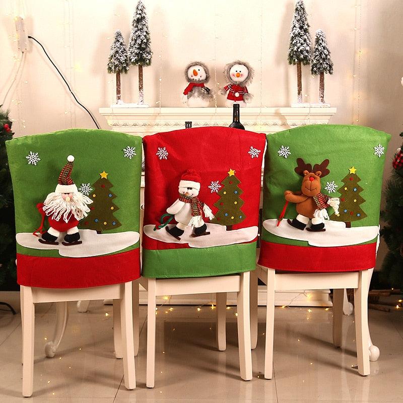 Stylish Chair Covers Christmas Santa Claus Chair Back Cover Christmas Dining Dinner Table Decoration New Year Party Supplies Dining Table Decoration for Home New Year Party