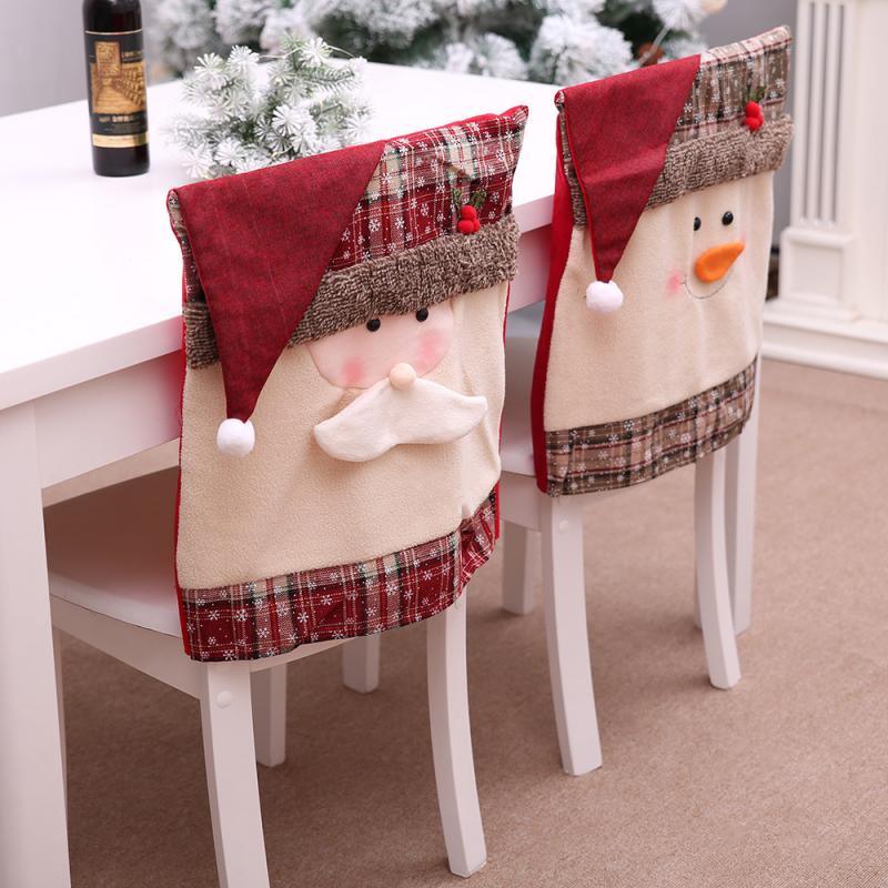 Stylish Chair Covers Christmas Santa Claus Chair Back Cover Christmas Dining Dinner Table Decoration New Year Party Supplies Dining Table Decoration for Home New Year Party