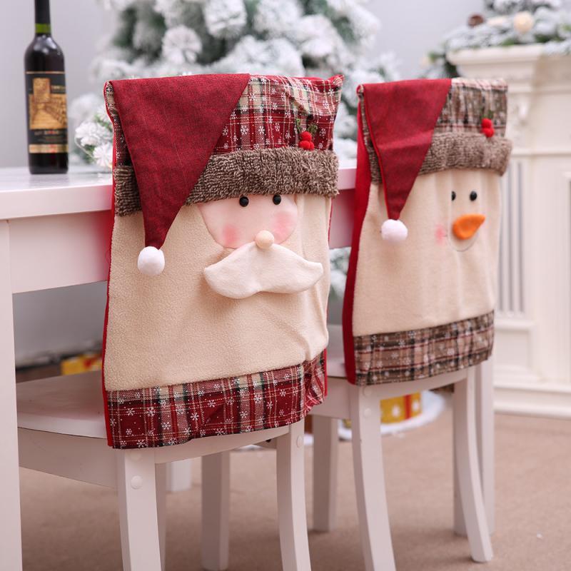 Stylish Chair Covers Christmas Santa Claus Chair Back Cover Christmas Dining Dinner Table Decoration New Year Party Supplies Dining Table Decoration for Home New Year Party