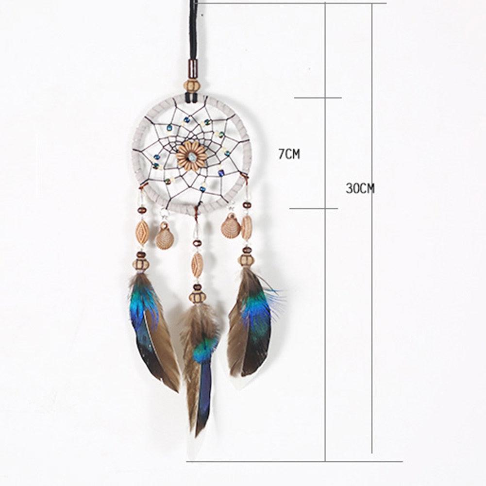Stylish Hangings Dream Catcher Interior Rear-view Mirror Hanging Decor Car Pendant Grids Nature Feather Wind Chimes Round Ring Circle Handmade Home Decorations Handcrafts Car Charms Pendant Accessories