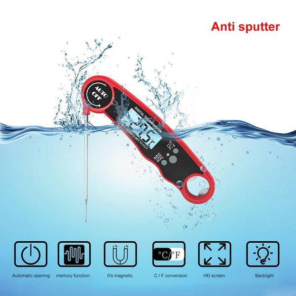 Stylish Instant Read Meat Thermometer Waterproof Ultra Fast Digital Food Water Milk Thermometer With Backlight & Calibration Digital Food Probe for Kitchen Outdoor Grilling And BBQ