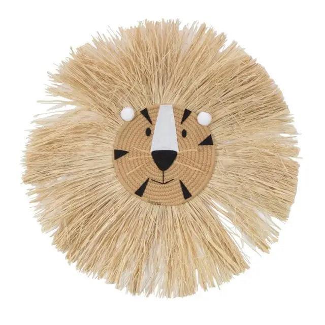Stylish Interior Hand Woven Cartoon Lion Hanging Decorations Cotton Thread Weaving Animal Head Ornament Children room Wall Hanging